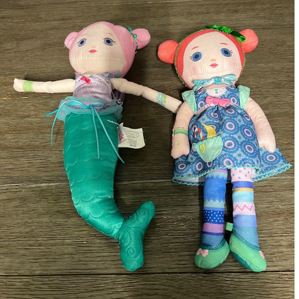 Mooshka Mermaid MGA Zapf Creation Soft Rag Doll Plush Set Blue Teal Pink 2013
